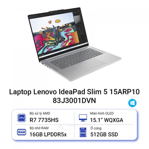 Laptop Lenovo IdeaPad Slim 5 OLED 15ARP10 83J3001DVN (AMD Ryzen 7 7735HS | 16GB | 512GB | AMD Radeon | 15.1 WQXGA OLED | Win 11 | Xám)